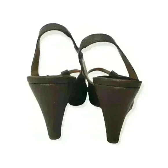 Chie Mihara T-strap Slingback Pump Heels Perforated Leather Brown - Picture 4 of 12